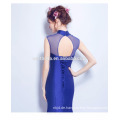 Elegantes Standplatz-Kragen-königliches blaues Abend-Kleid gestickte Blumen-traditionelles chinesisches Art-Party-Kleid